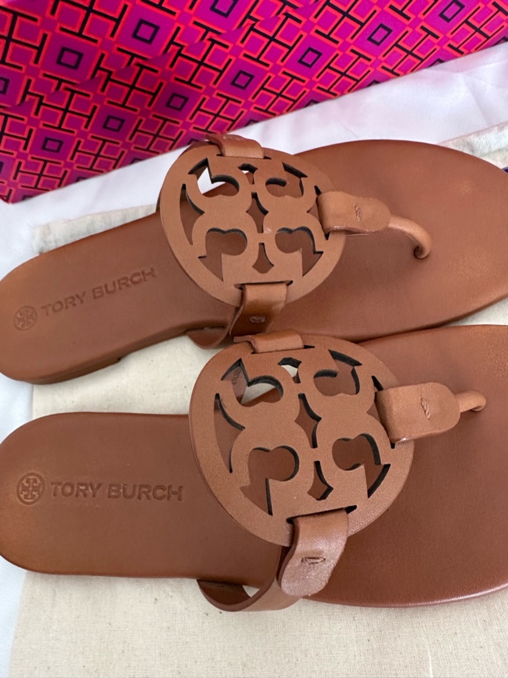 Tory Burch Leather Miller Sandals | Bourbon Miele | Size 9.5 - Picture 6 of 7